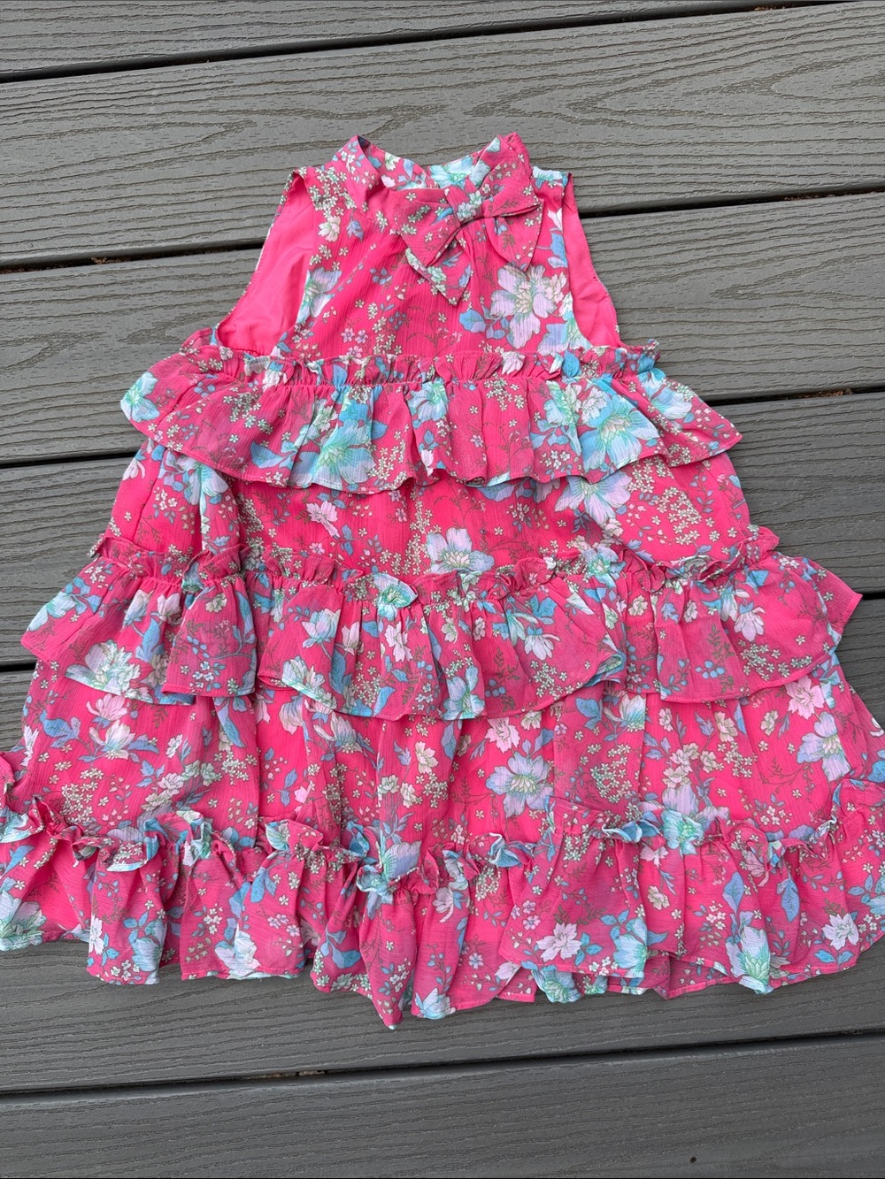 Janie and Jack Pink Floral Ruffle Tiered Dress
